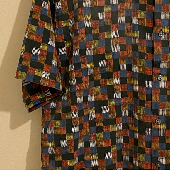 Riscatto Shirt Mens Size L Multicolor Geometric Short Sleeve Button Up - Picture 6 of 13